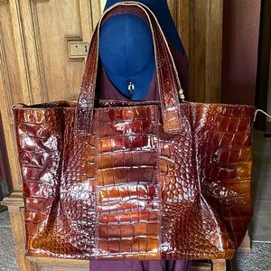 Francesco Biasia golden brown, patent leather tote